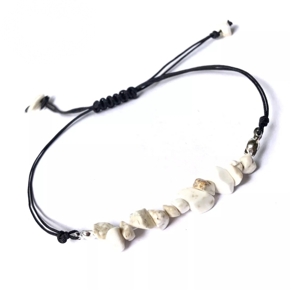 NEW Natural White Turquoise Stone Bracelet Chakra Gems Chip Set Adjustment